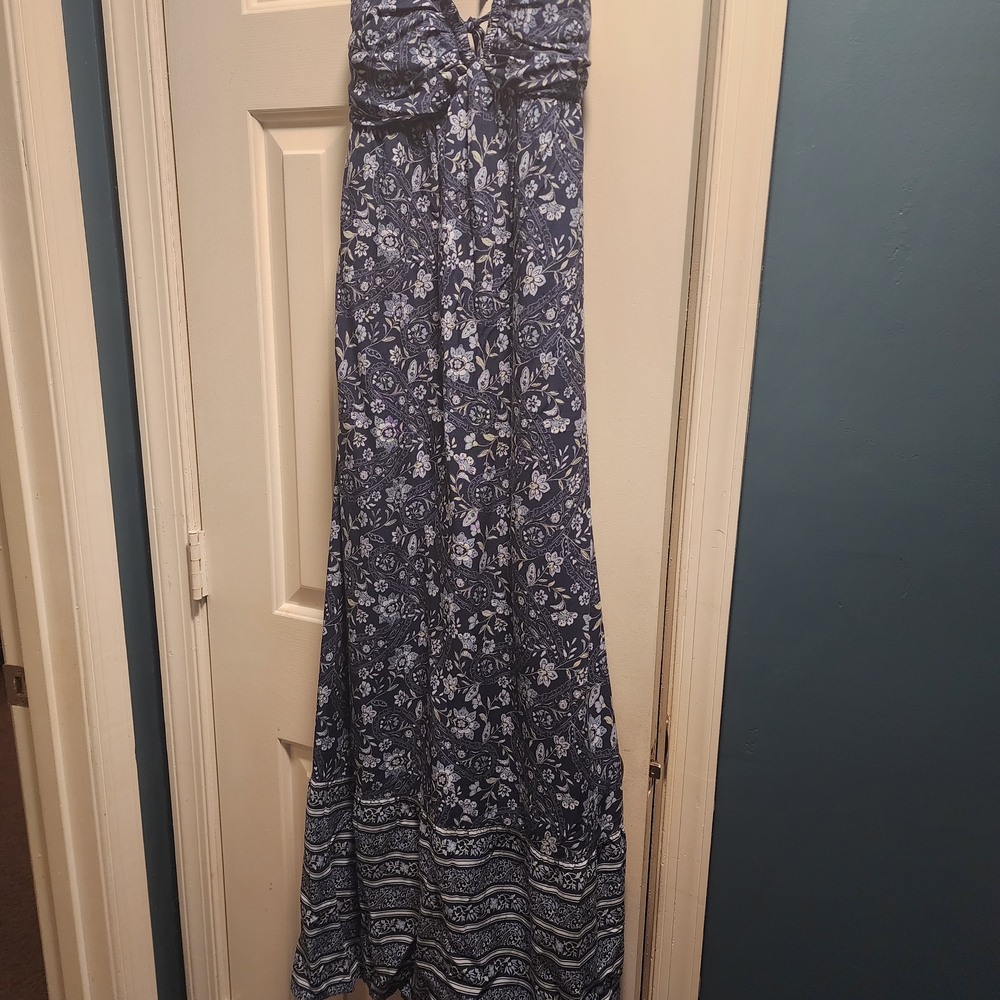 HOLLISTER Blue Floral Maxi Dress